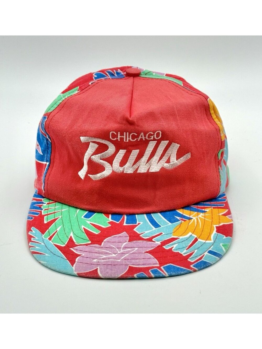 Vintage 90s Very Rare Chicago Bulls Floral Script Budweiser Snapback Hat